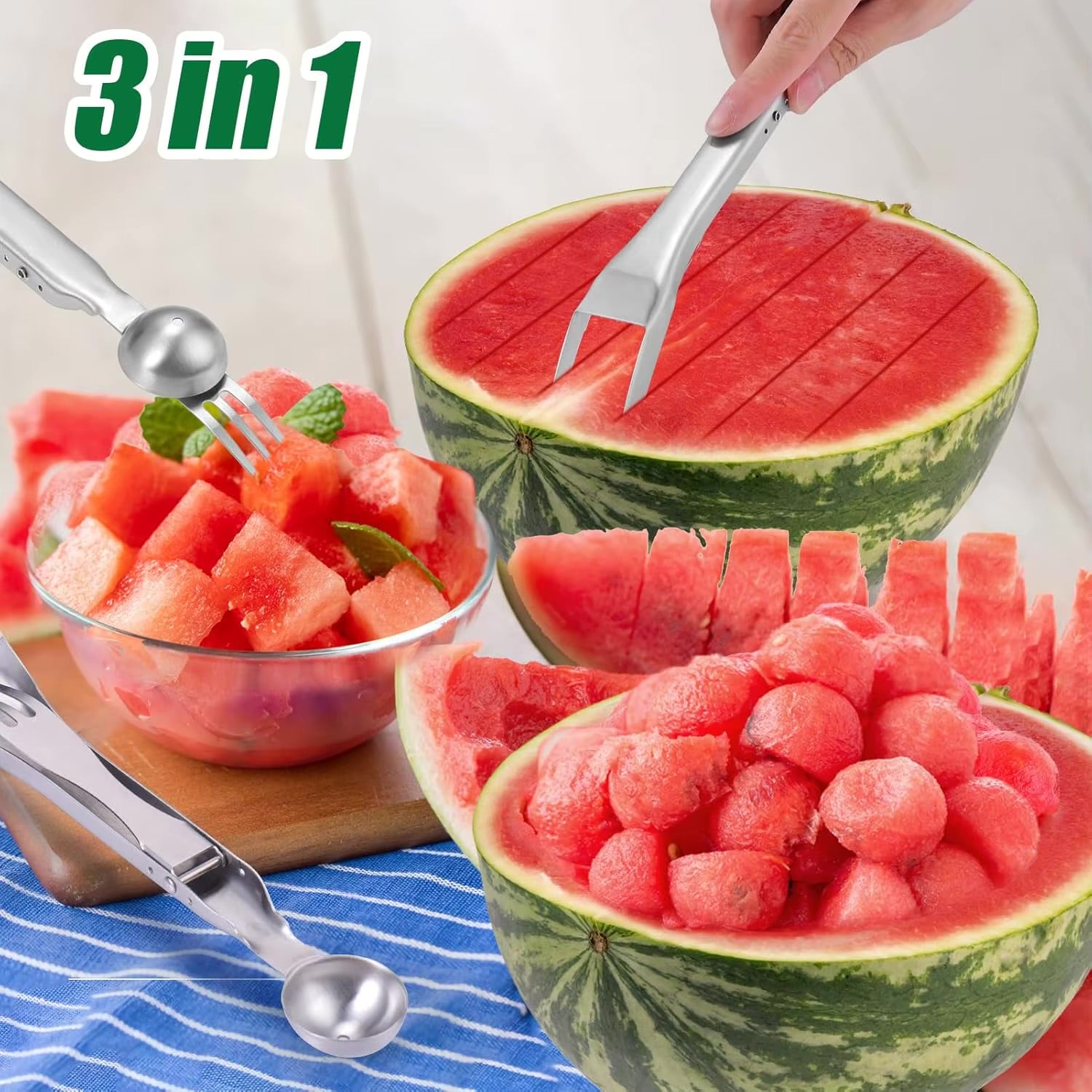 2-in-1 Watermelon Cutter & Fork — Slice & Serve Instantly