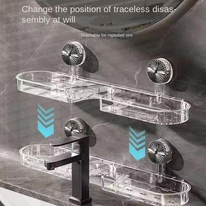 Punch-Free Suction Cup Bathroom Storage Rack