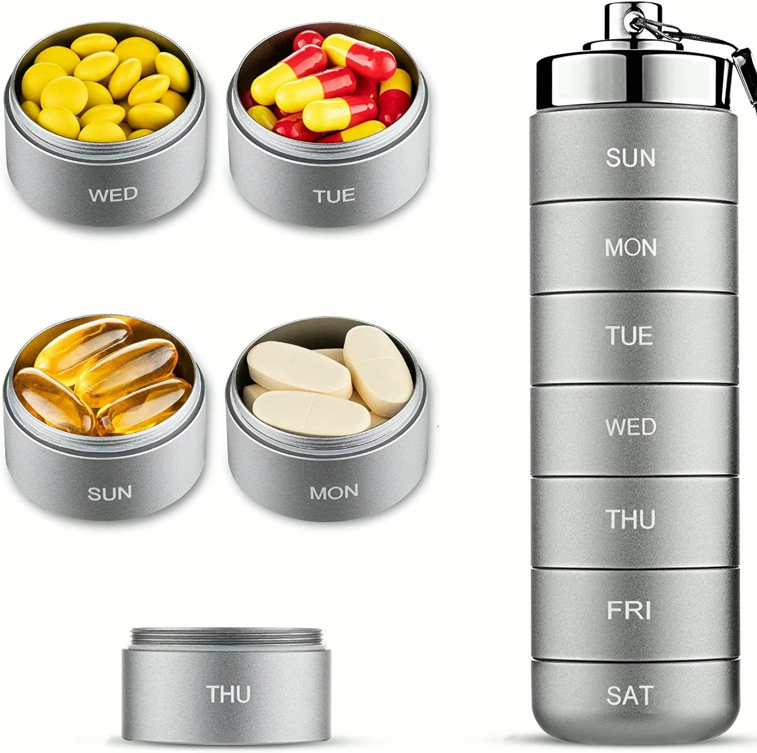 7-Day 7-Grid Metal Medicine Organizer
