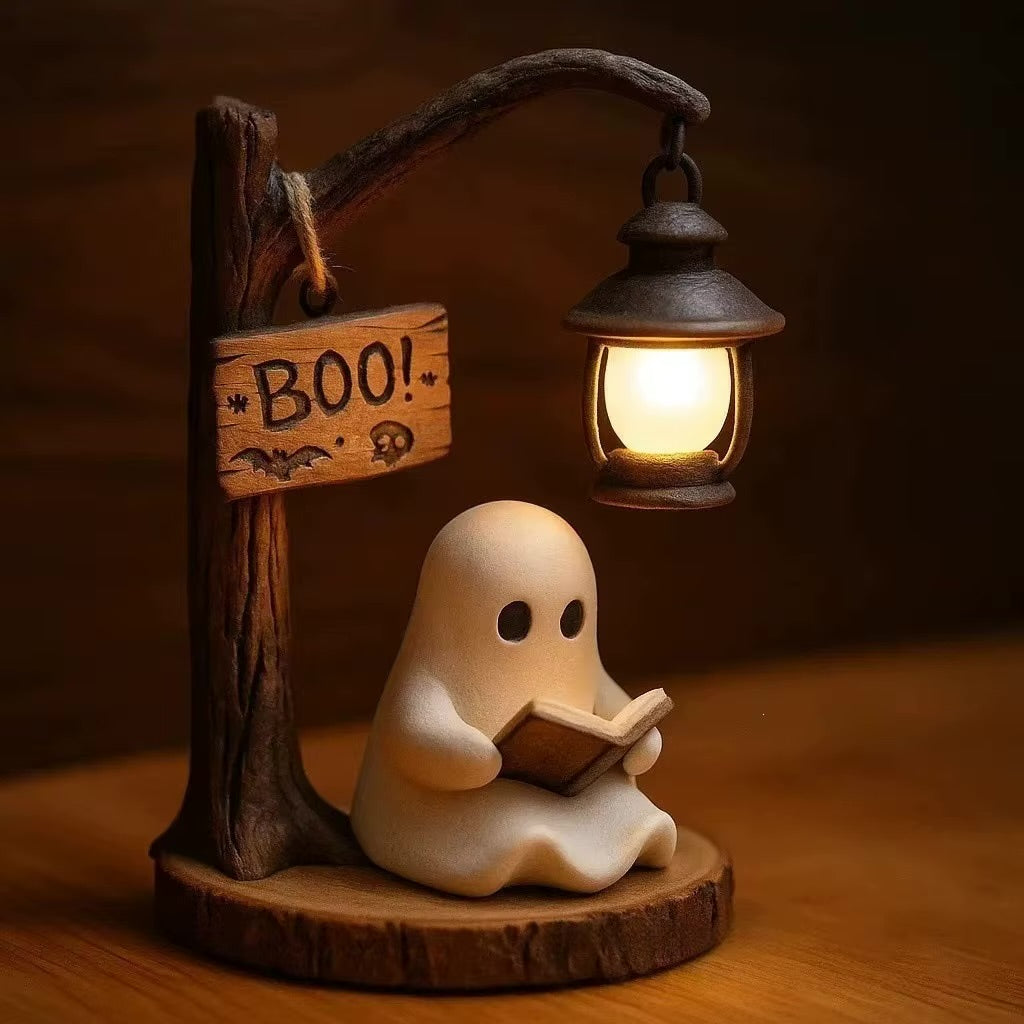 Ghost Reading LED Resin Decoration