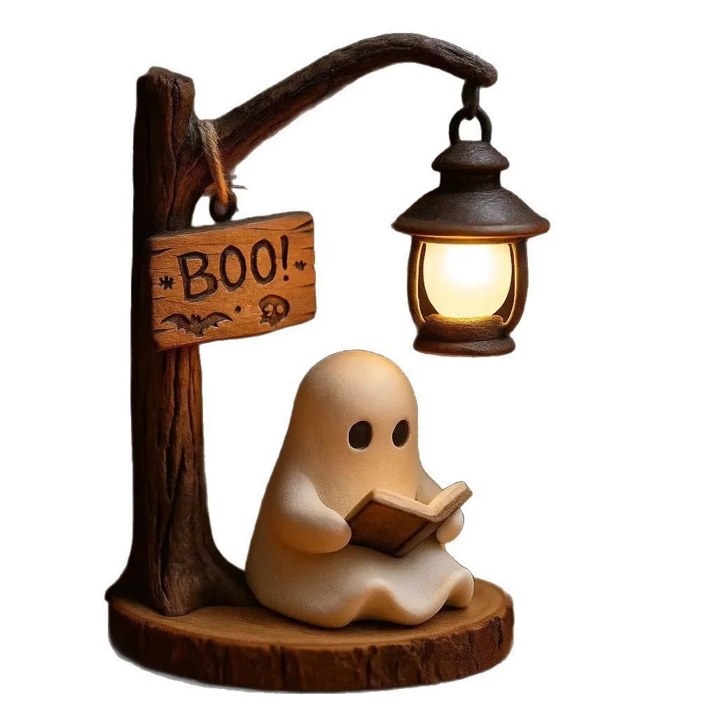 Ghost Reading LED Resin Decoration