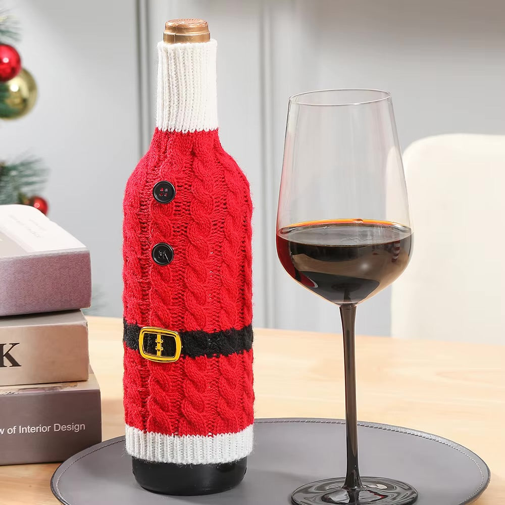 Christmas Knitted Wine Bottle Sweater Cover