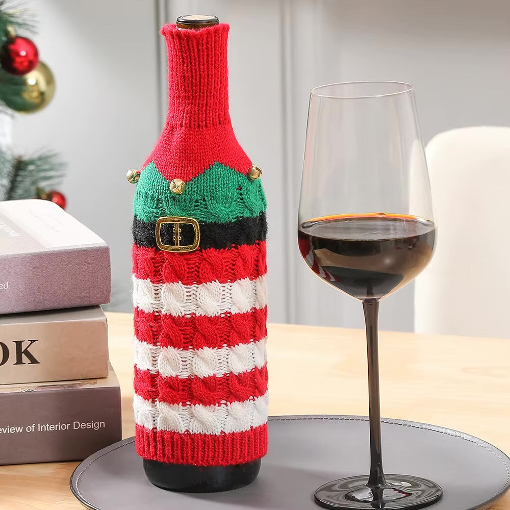 Christmas Knitted Wine Bottle Sweater Cover