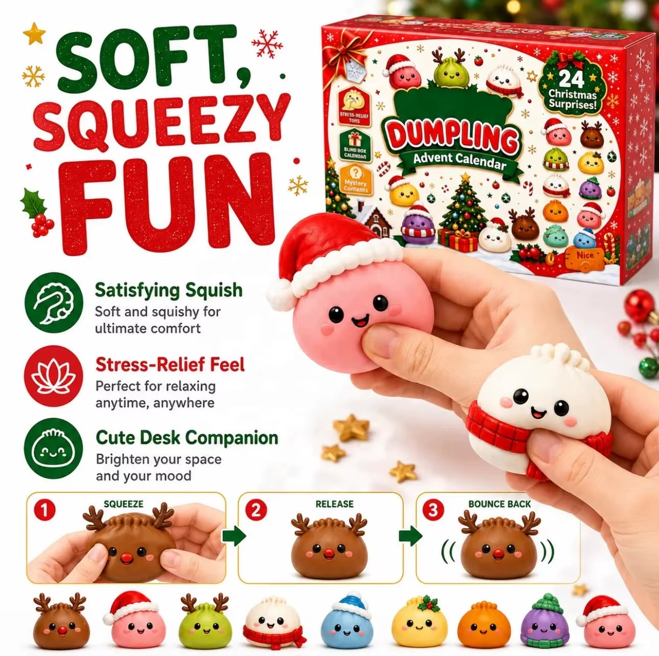 24-Day Christmas Dumpling Squishy Advent Calendar