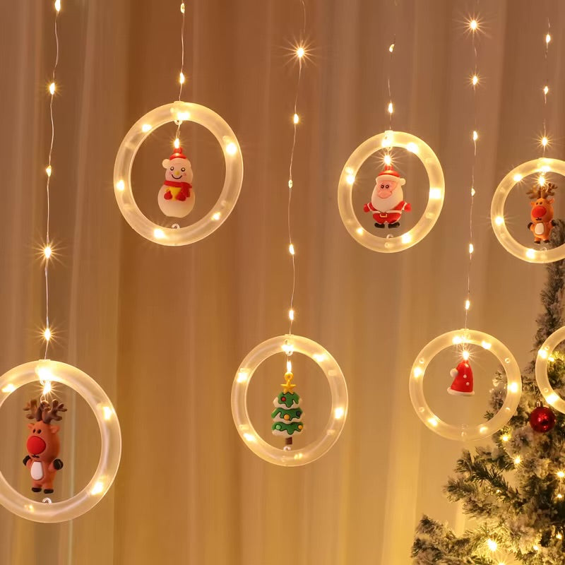 Remote-Controlled Christmas Character Curtain Lights