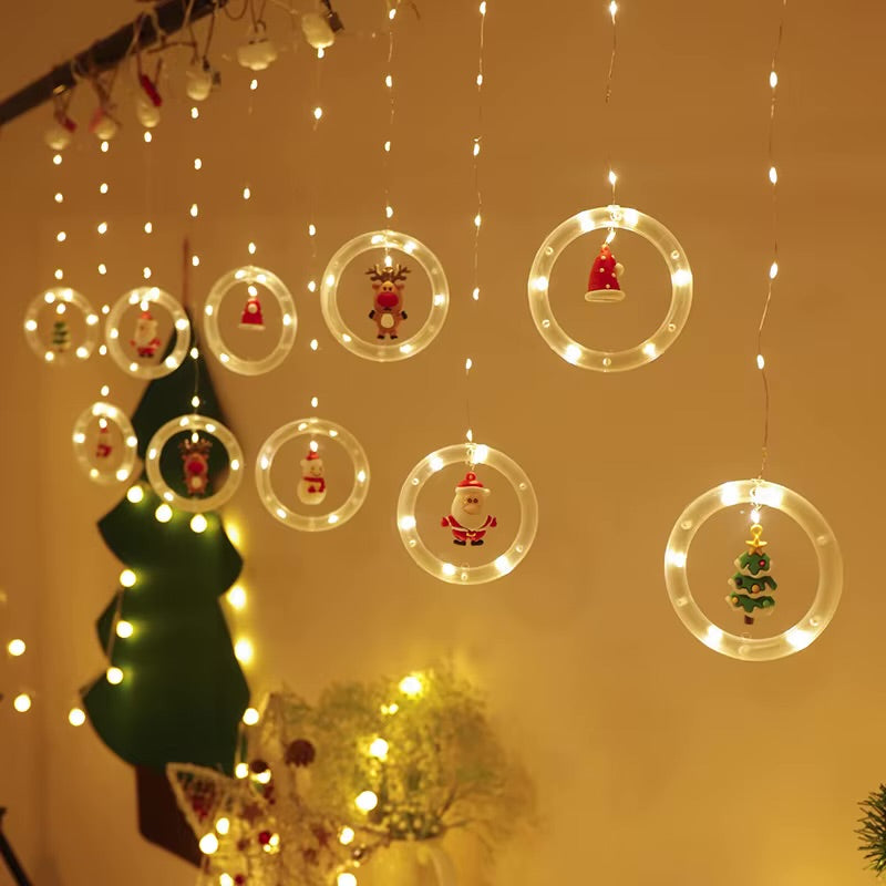 Remote-Controlled Christmas Character Curtain Lights