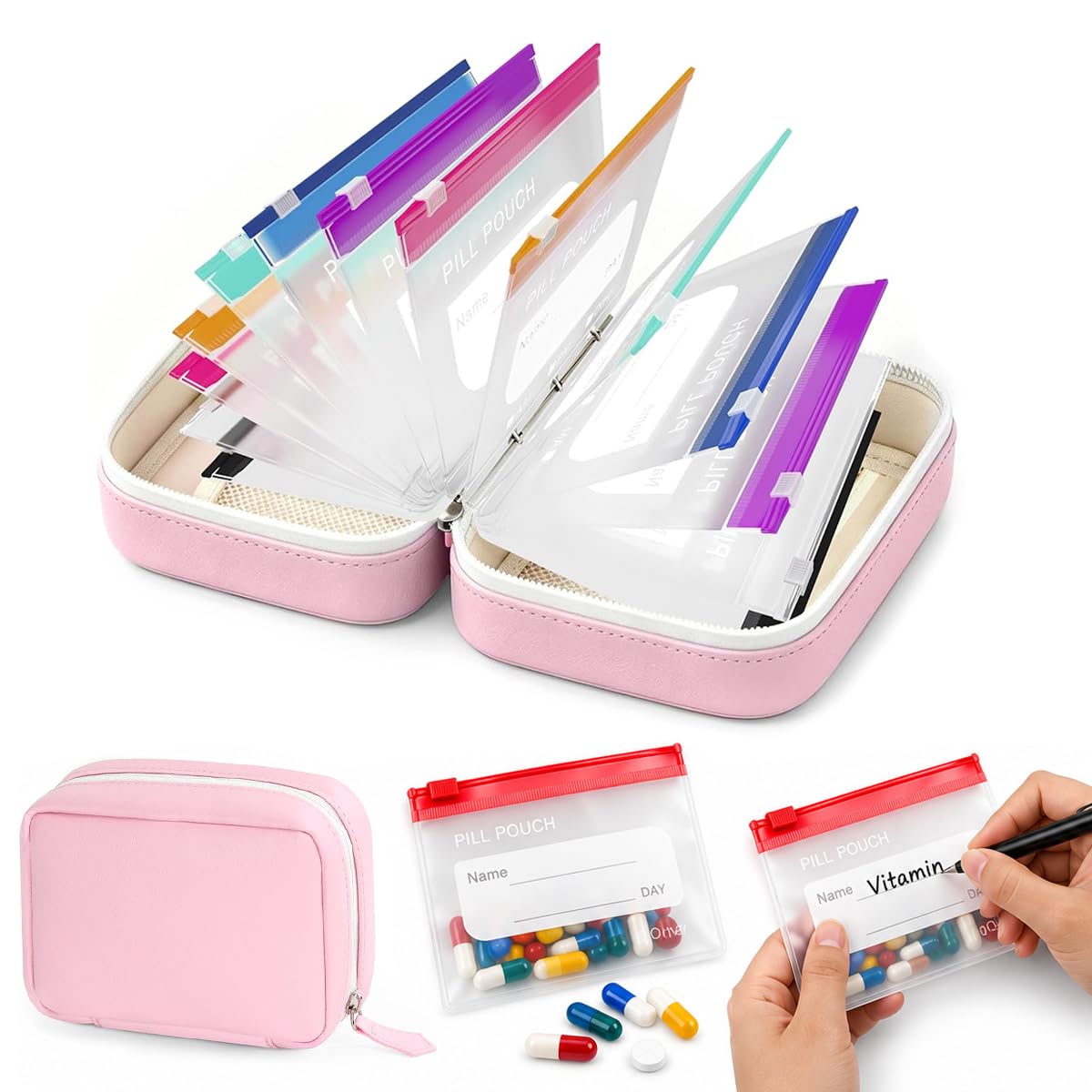 Waterproof Weekly Pill Organizer with 7 Pouches