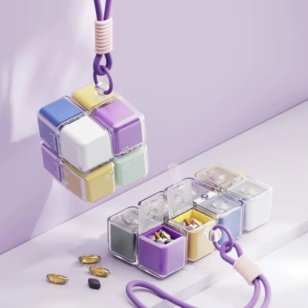8-Compartment Magic Cube Pill Organizer
