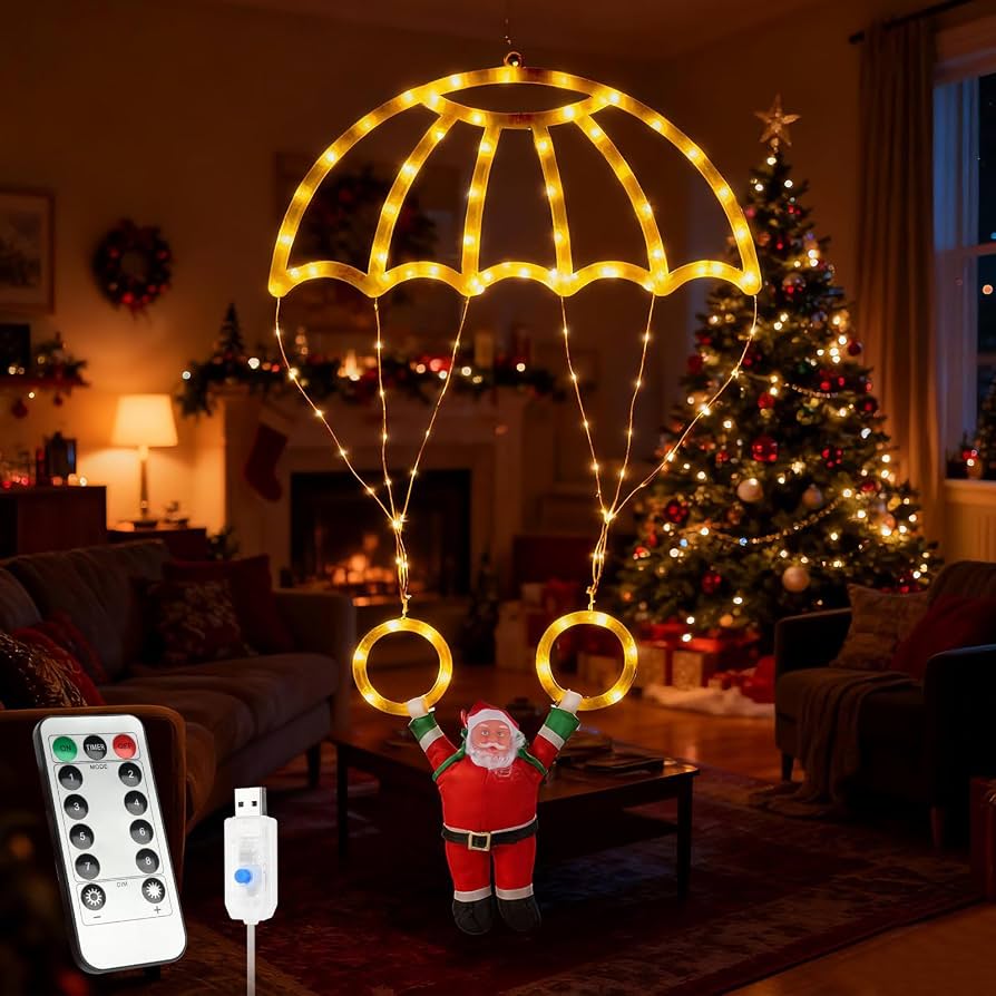 Parachuting Santa LED Christmas Light
