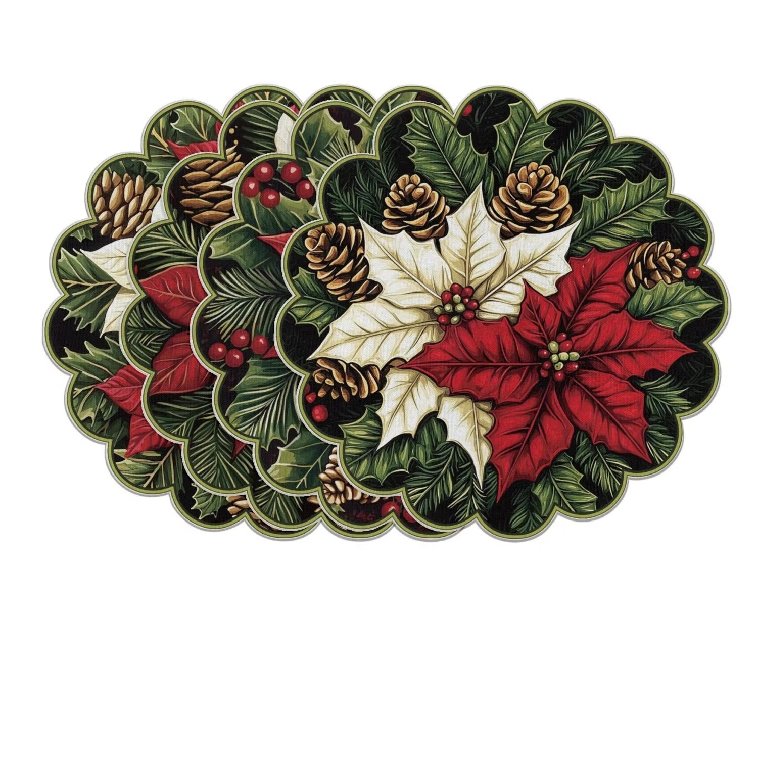 Festive Christmas Wave-Edge Dining Placemat