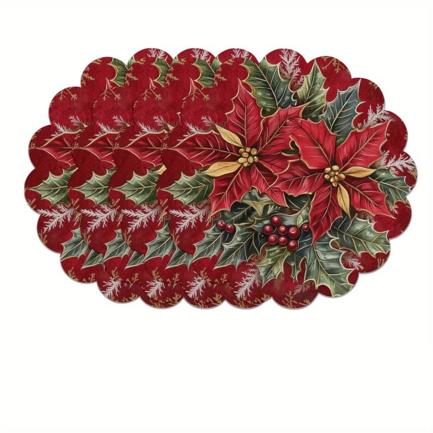 Festive Christmas Wave-Edge Dining Placemat