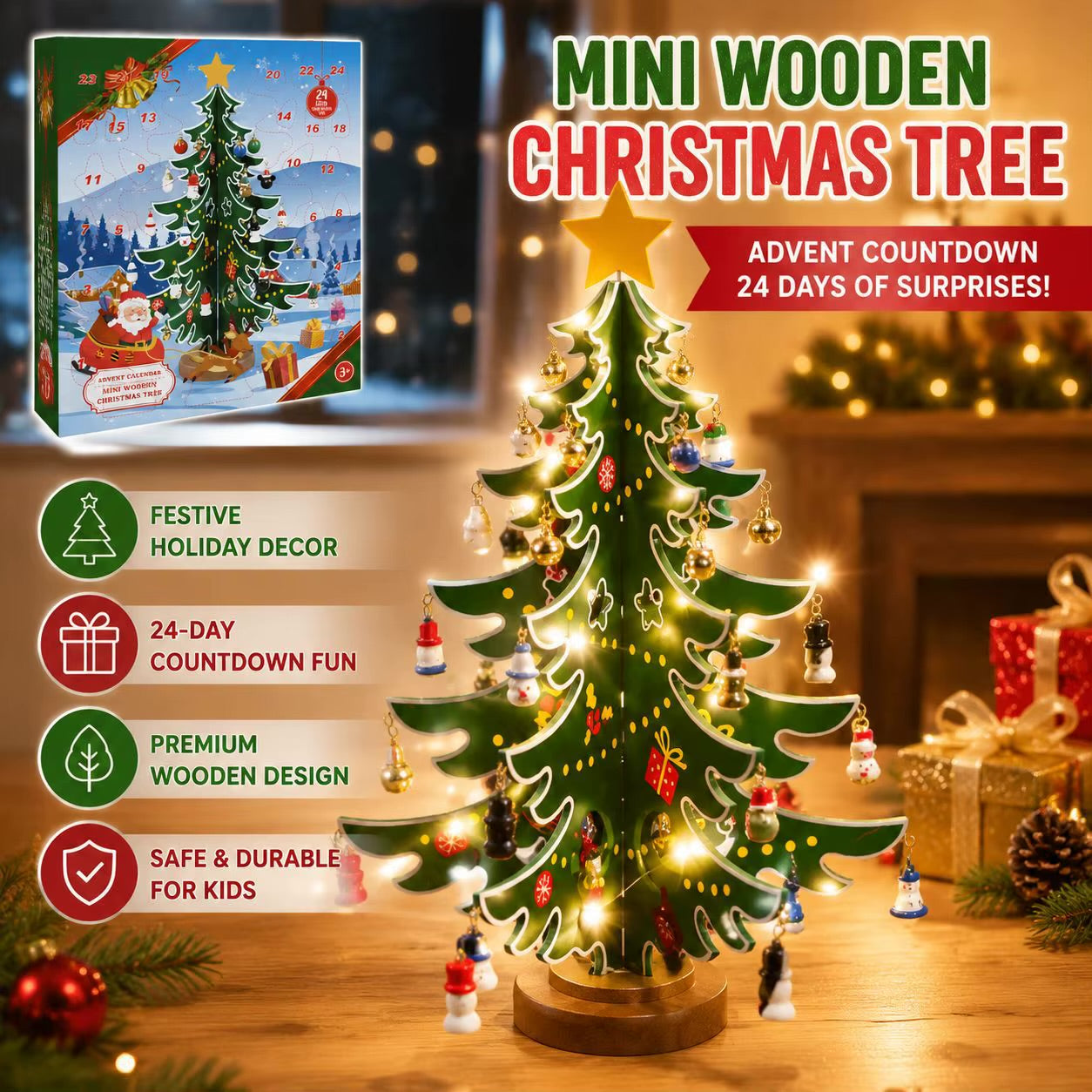 DIY Wooden Christmas Tree Advent Calendar