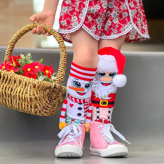 3D Santa & Snowman Christmas Knee-High Socks