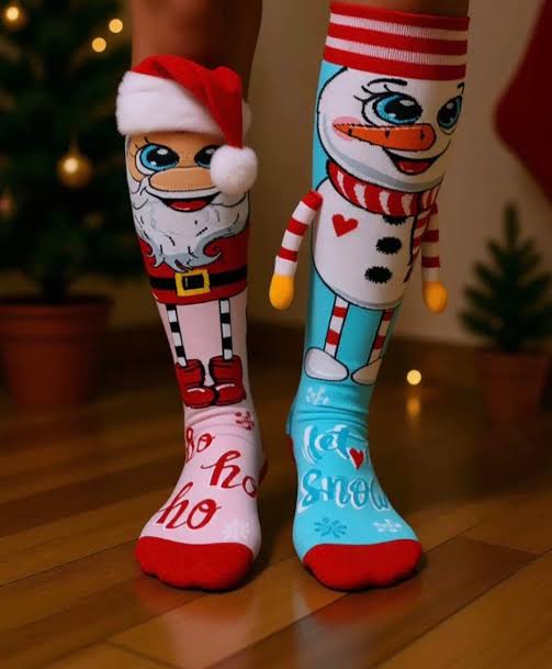 3D Santa & Snowman Christmas Knee-High Socks