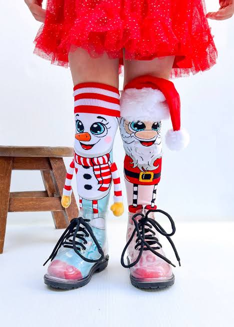 3D Santa & Snowman Christmas Knee-High Socks