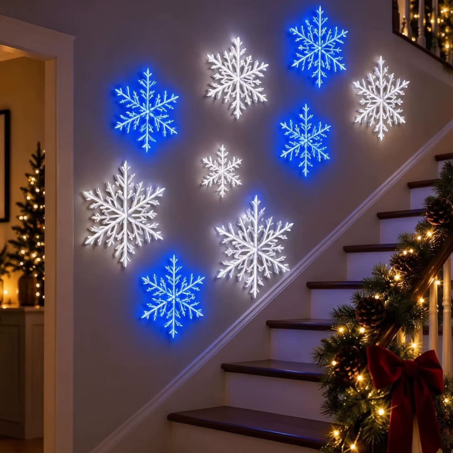 6-Piece Remote-Controlled LED Snowflake Light Set