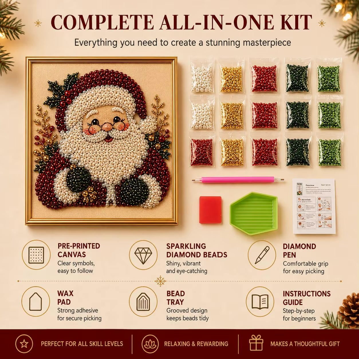DIY Christmas Animal Diamond Painting Kit with Frame