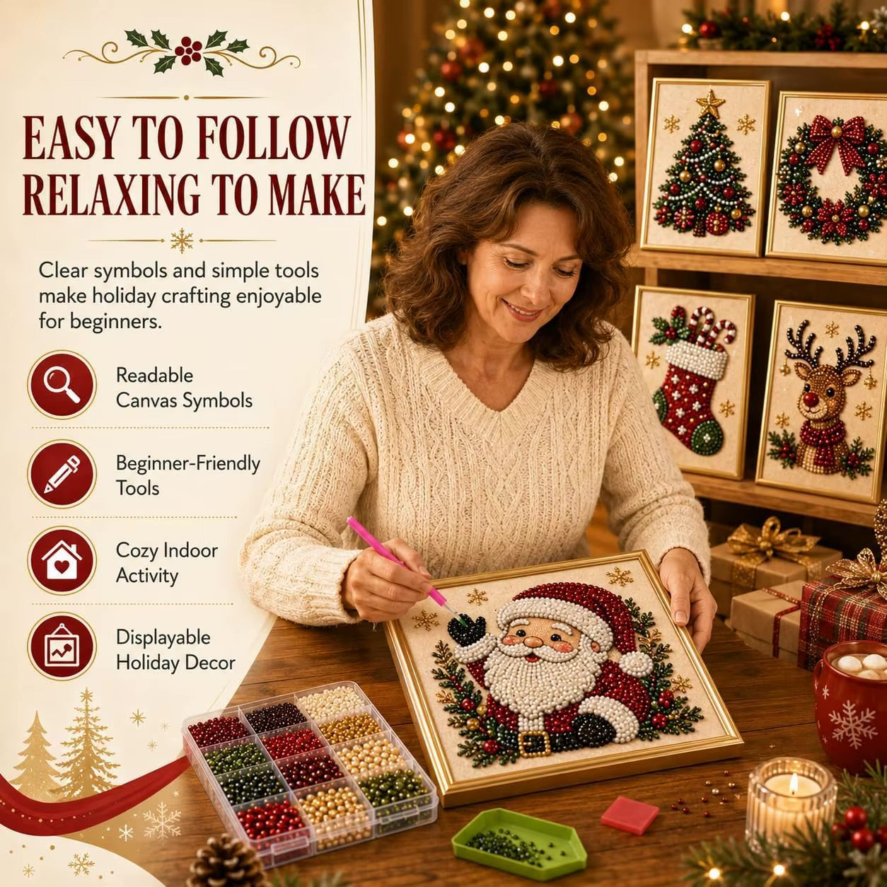 DIY Christmas Animal Diamond Painting Kit with Frame