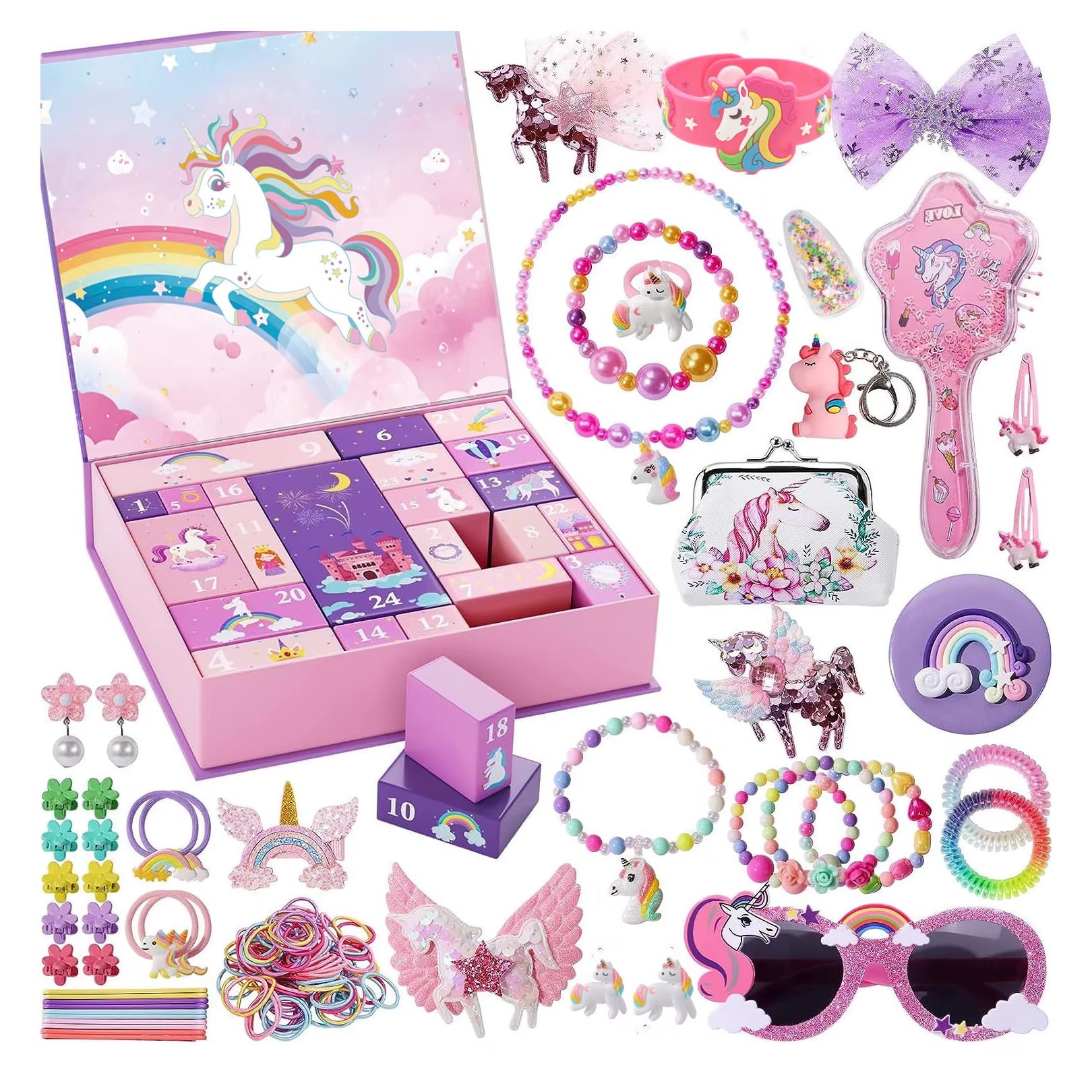 24-Day Unicorn Jewelry & Accessories Christmas Advent Calendar