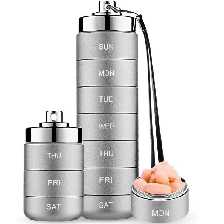 7-Day 7-Grid Metal Medicine Organizer
